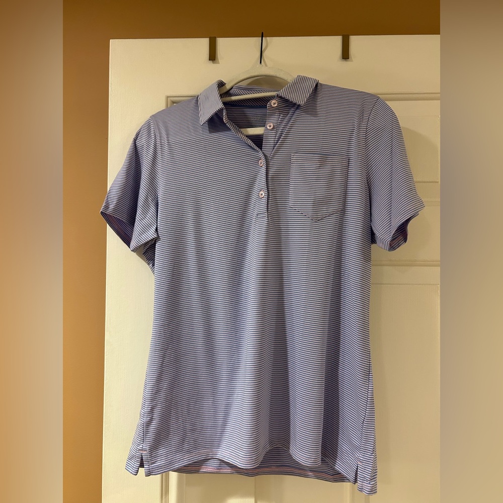 Vineyard Vines, Men’s Classic Blue Striped Jim Nantz Polo, sz M